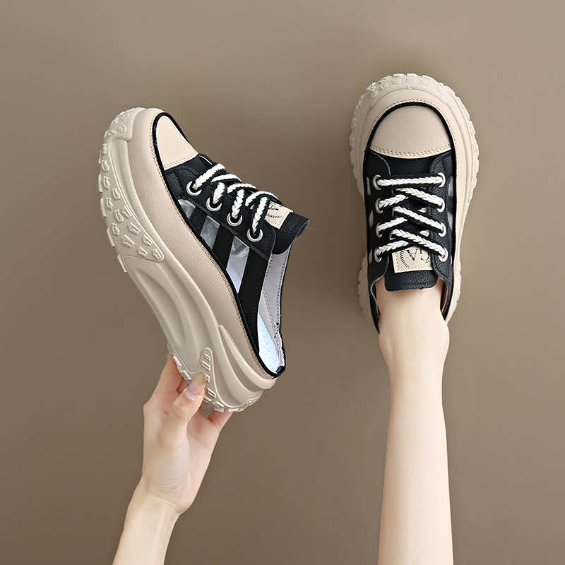 Without Strap Chamois Women's Shoes For Summer Chunky Autumn Sneakers Luxury Brand Tenia Woman Sport Hand Made High-level