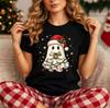 Cute Christmas Ghost TShirt Funny Holiday Ghost Tee Santa Hat Christmas Top