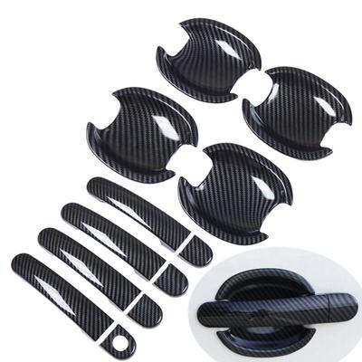 For Skoda Rapid 2011- New Carbon Fiber Chrome Car Door Handle Cover Cup Bowl Trim Sticker Styling