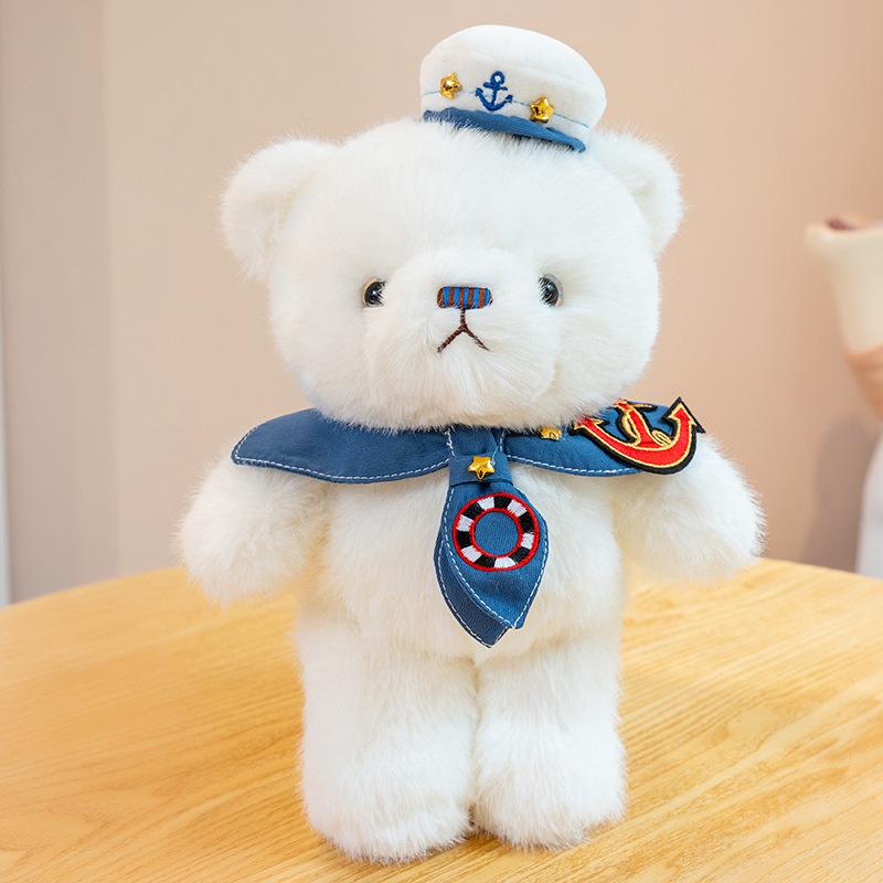 

Cute Navy Bear Doll Plush Captain Uniform Little White Bear Doll Ragdoll Activity Gift Girl 30cm0.2kg
