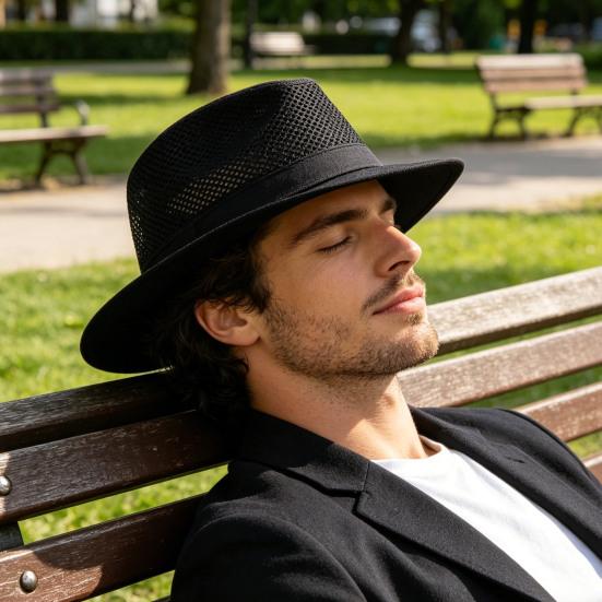 Sonnenhut mit breiter Krempe, atmungsaktiv, mit Löchern, Sommer-Jazzhut mit vollständiger Nackenabdeckung, Imitation Leinen, für Outdoor, Reisen, Radfahren