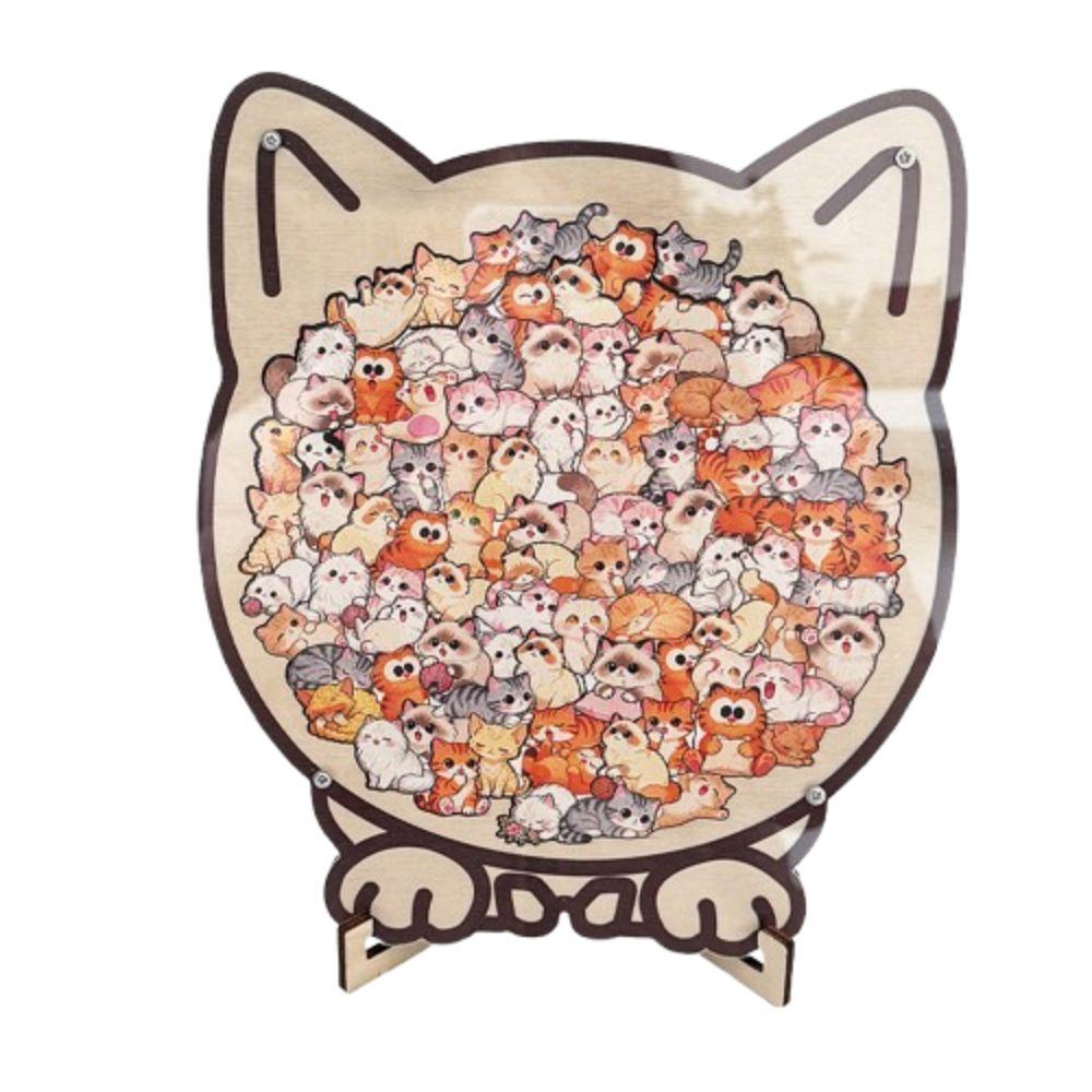 Dog Cat Wooden Puzzle Animal Puzzle Unique Irregular Puzzle Cat-shaped Jigsaw Children's Toy
