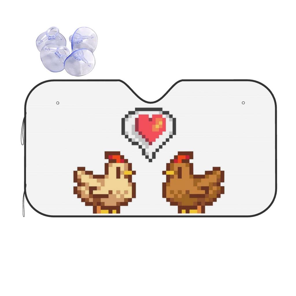 Stardew Valley Chicken Lov Sunshade Windscreen Car Front Windshield Window Sun Visor Accessories Covers