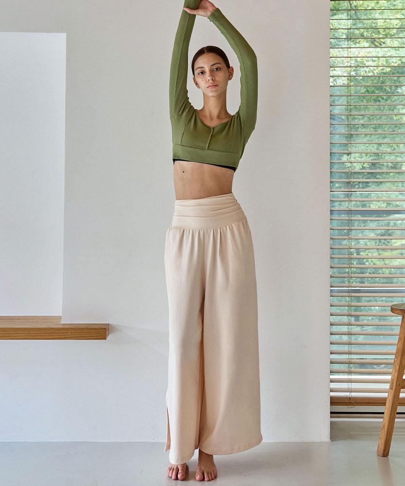 Debiweeo Fuzzy Wide Harem Pants Devi-B0089-Cream Beige