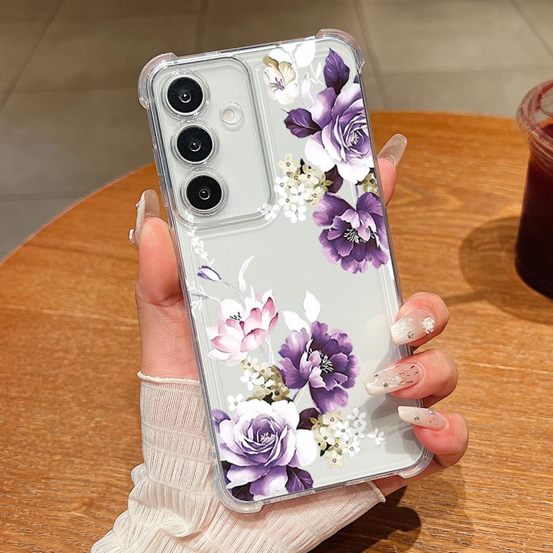 Little Flower Pattern Clear Phone Case For Samsung Galaxy S26 S25 S24 S23 Ultra S22 Plus S21 S24 S25 FE Shockproof Soft Cover