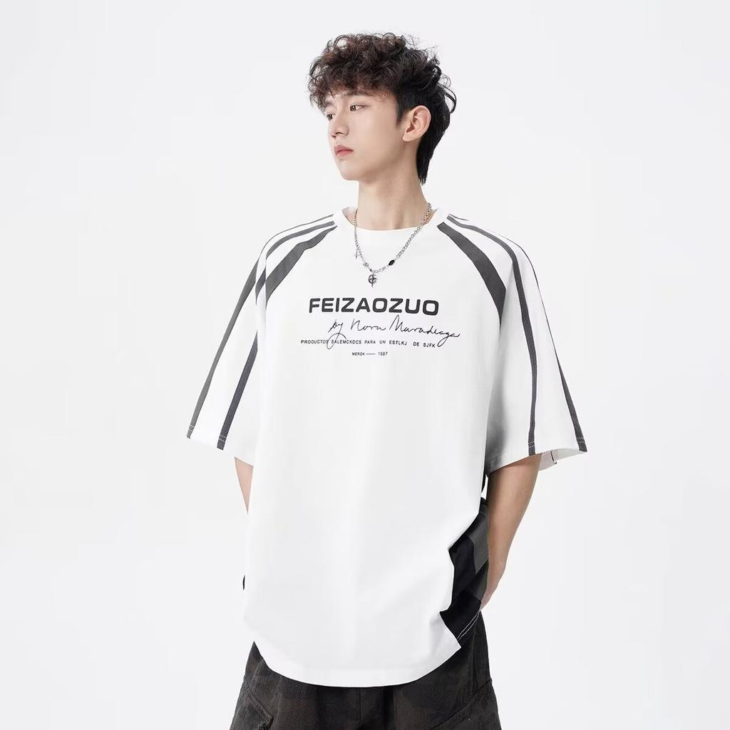 Short Sleeve T T-shirt Men's Fashion Brand Summer Loose Half Sleeve2025New Internet Hot Fashionable Ins Simple Printed Top