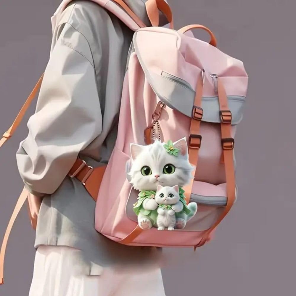 Cat Car Hanging Decoration Cartoon Acrylic Car Hanging Ornament Rearview Mirror Car Decoration Gift with Chain