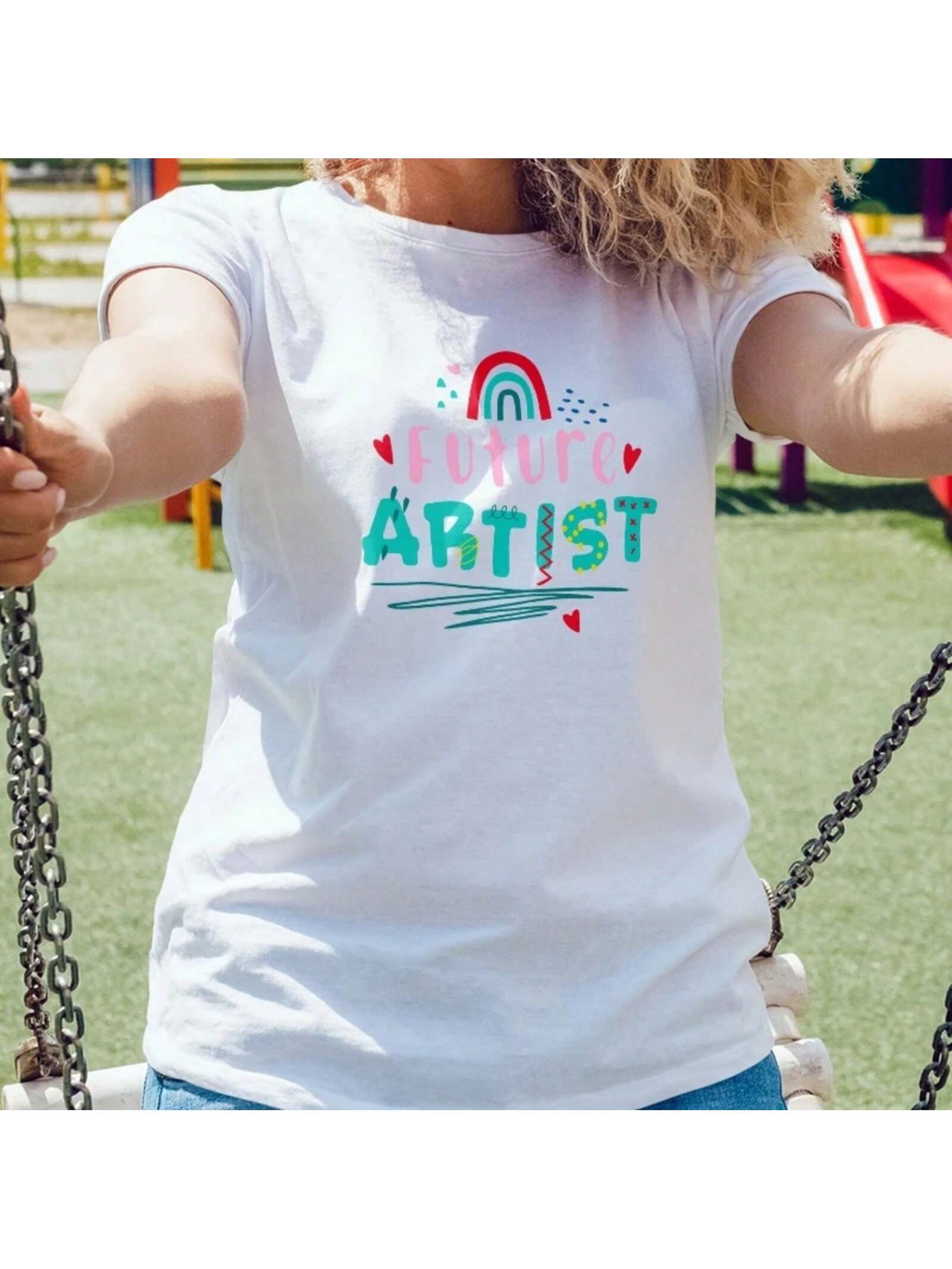 Wounisex s T-Shirt Casual Round Neck Short Sleeve Future Artist Graphic Spring Summer Breathable Fit 2025 New Fashion S разноцветный