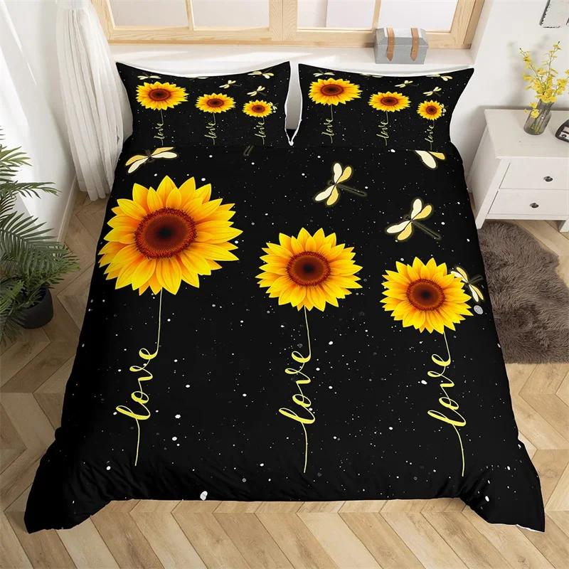 Dragonfly Duvet Cover King Butterfly Flower Leaves Bedding Set Microfiber Nature Animals Plants Quilt Cover For Teens Girls Room