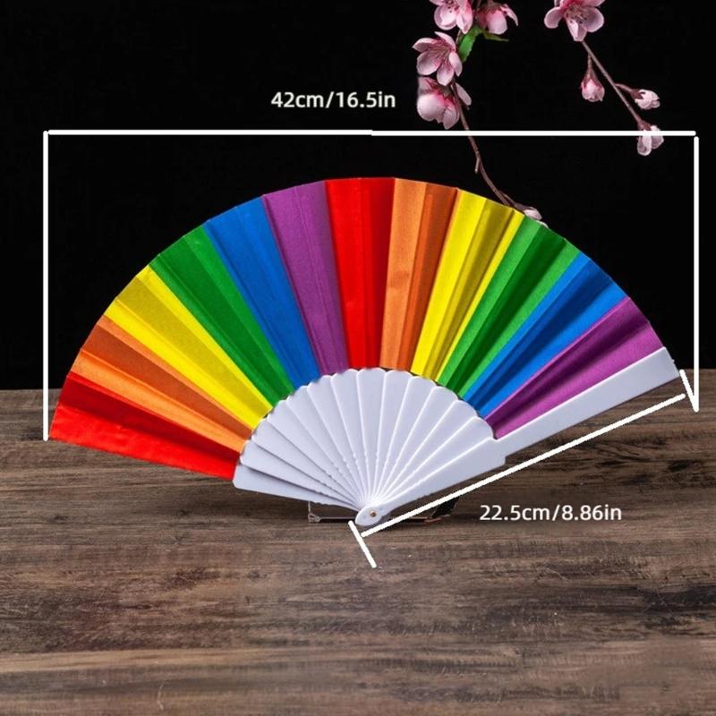 Rainbow Hand Fan,Pride Folding Hand Fan,Colorful Lgbts Hand Held Fan,Plastic Folding Fan for Music Festival Event Party