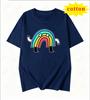 Fun Cartoon Rainbow Unisex Print Tshirt Pure Cotton Loose Short Sleeve Unisex Summer Casual Top