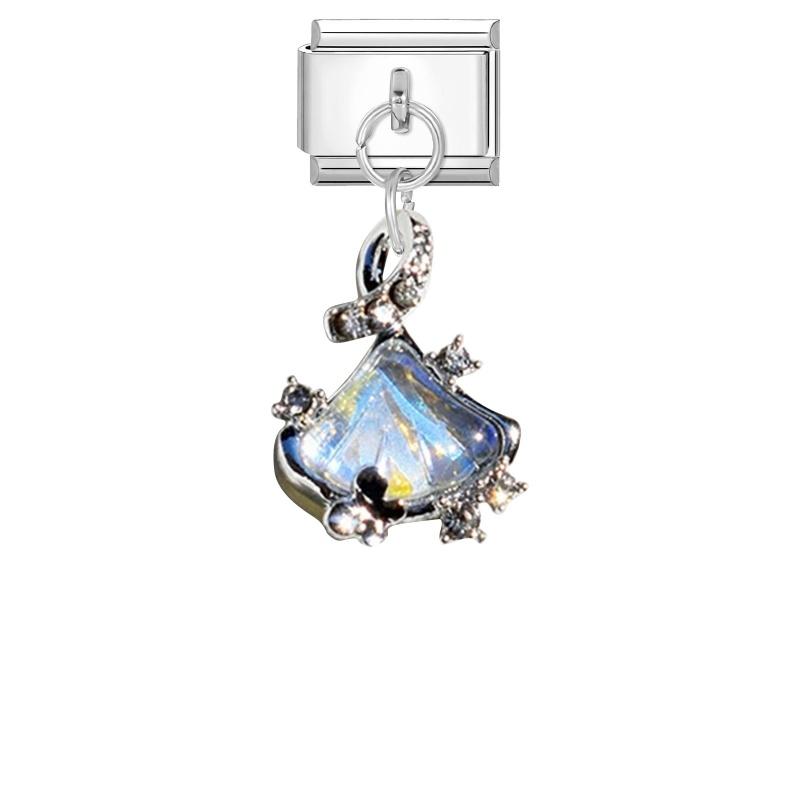 New Shiny Bow Knot Butterfly Moon Star Zircon Pendant Italian Charm Link Fit 9MM Bracelet Stainless Steel Women Men DIY Making