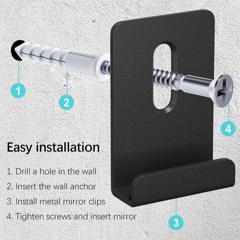4/8 Pcs Iron Mirror Clip Square Display Wall Hanger  Wall Mounting Frameless Mirror