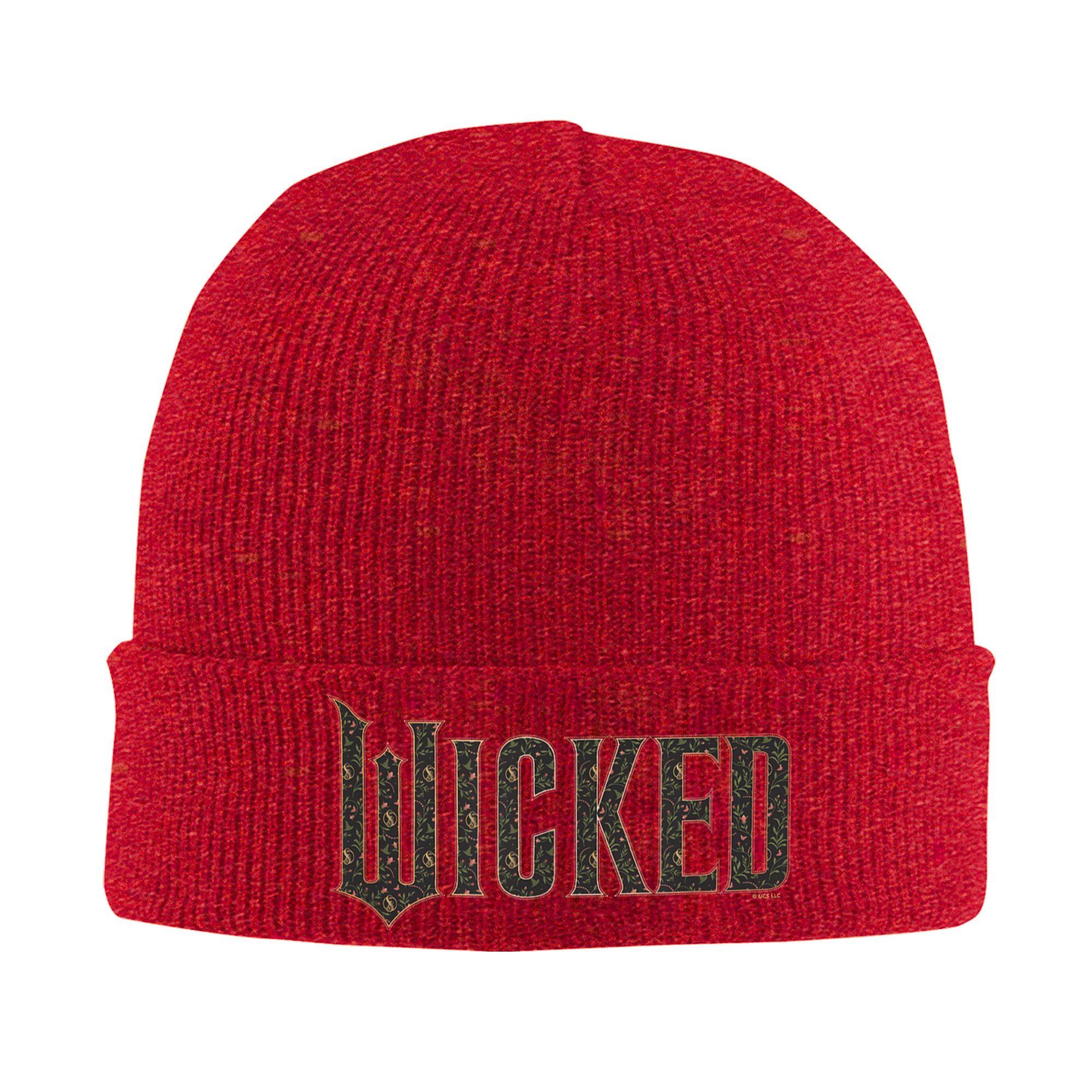 

Wicked Movie Floral Logo Knitted Hat Funny Caps Men Women Hippie Beanie Hats Winter Pattern Thermal Elastic Bonnet Hats One Size