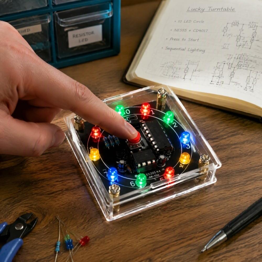 CD4017 DIY LED Light Lucky Wheel LED Rotating Flashing Circuit Beginner's Project