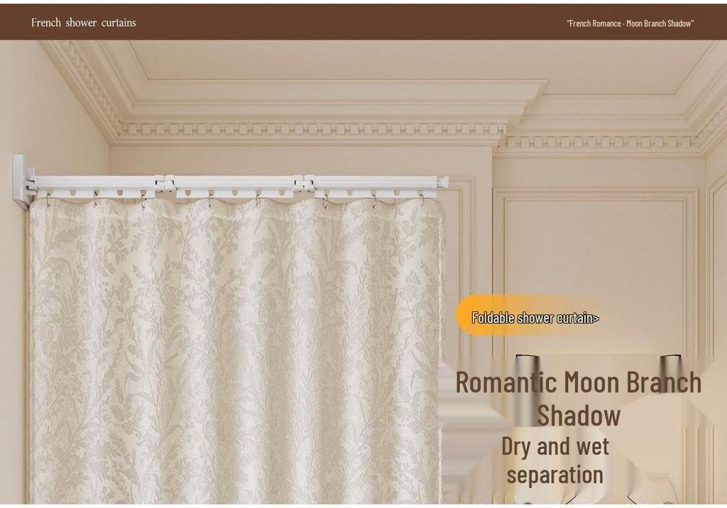 Invisible Foldable Waterproof Shower Curtain – Mildew-Proof, No-Punch Design for Wet/Dry Separation In Bathrooms and Toilets
