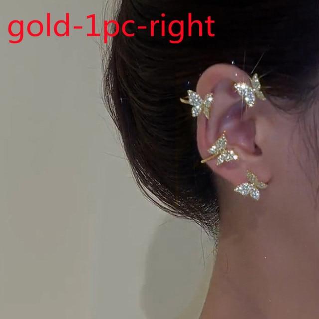 Stylish Fashionable Bohemian No Piercing Crystalline Rhinestone Leaf Ear Cuff Earrings Fake Piercing Clip For Women Earrings Jewelry BijouxTrendy Cuff