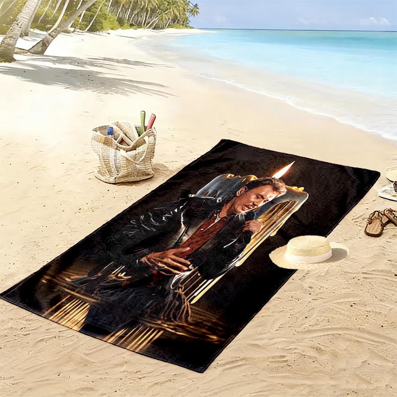Rhythm: Johnny's Electric Night Beach Towel Beach Beach Towel for Vacation Photos Absorbent Bath Towel Quick-drying Swim Towel Seaside