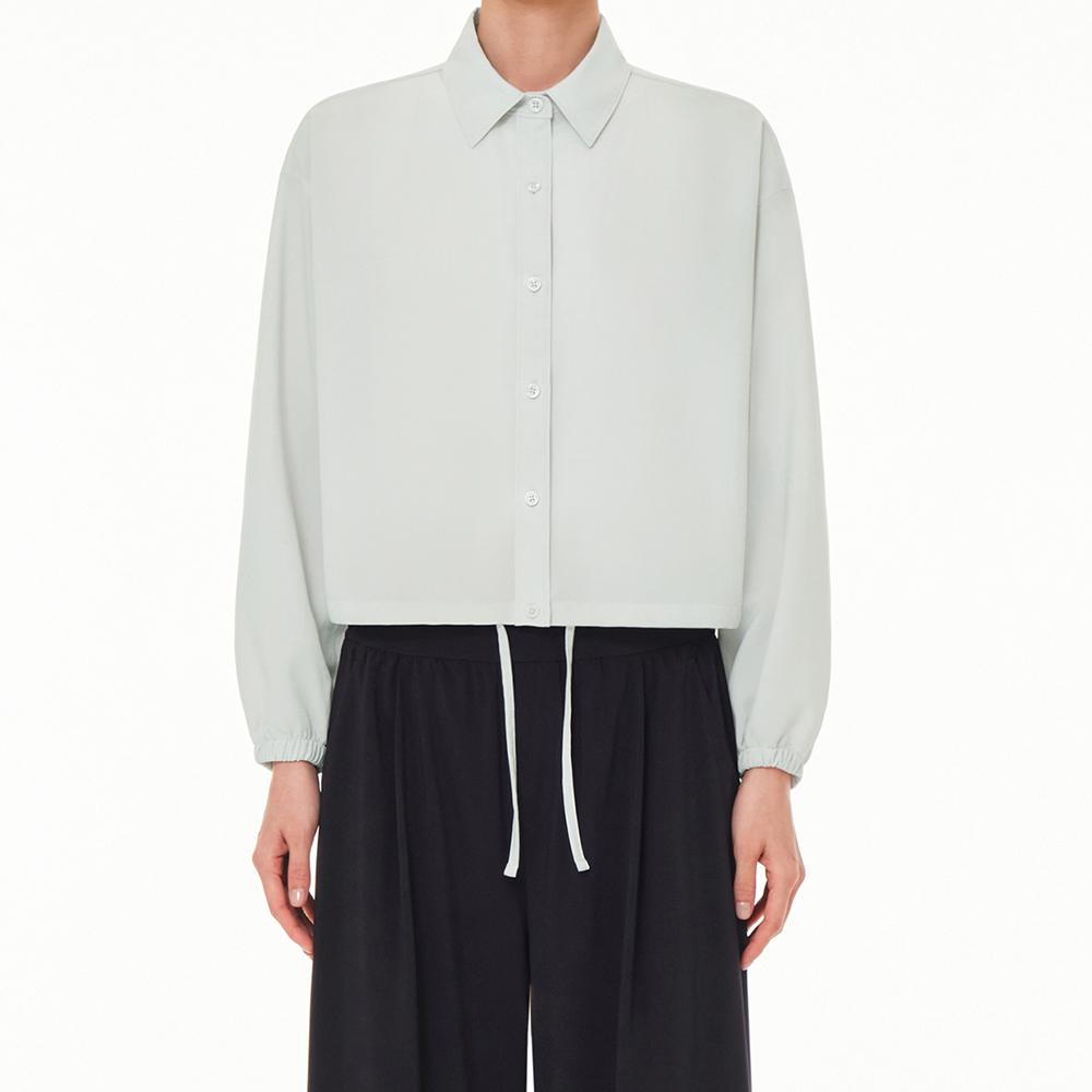 ANDAR Linen-Like String Crop Shirt
