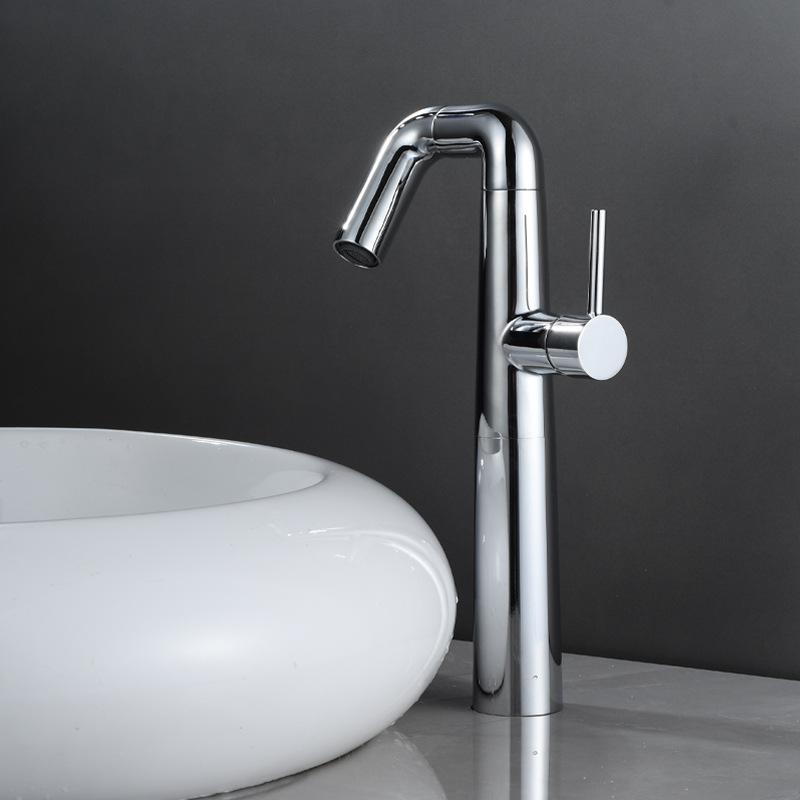 Creative Brushed Gold Bathroom Basin Faucet Brass Deck Mounted Single Hole Hot Cold Mixer Sink Tap Washbasin Crane Faucet