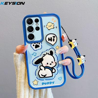 KEYSION Funda a prueba de golpes para Samsung S24 Ultra S24+ S24 FE con cordón, funda de silicona con muñeco de dibujos animados 3D para Galaxy S23 Ultra