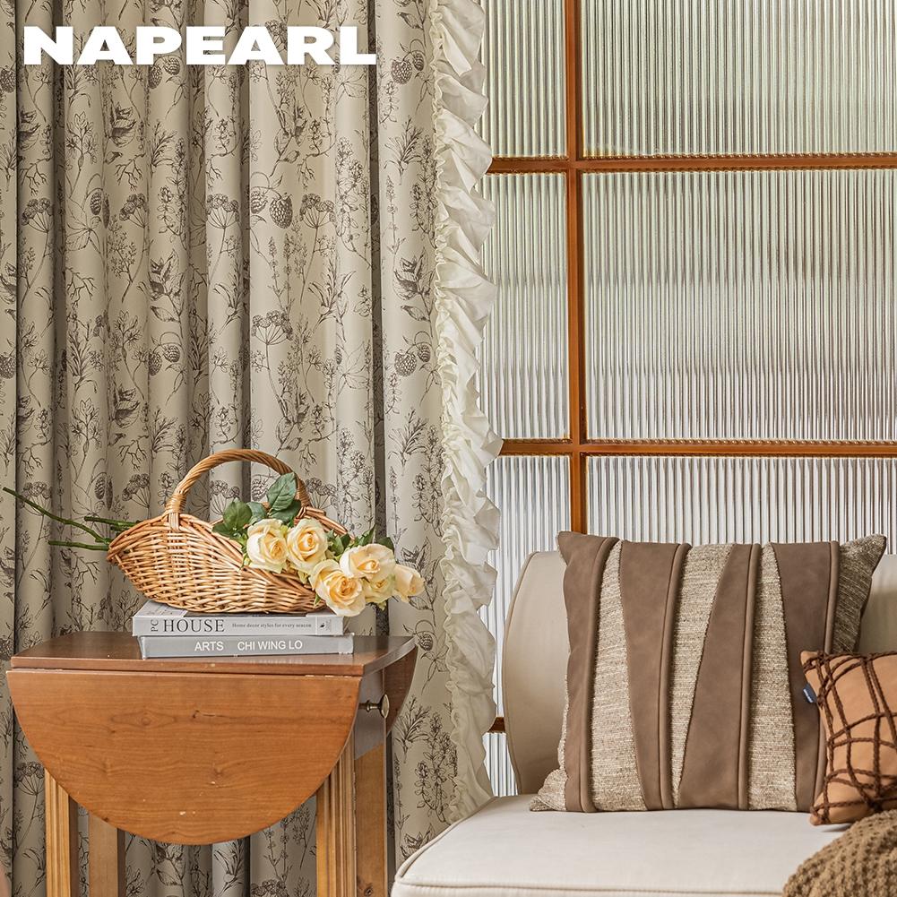 1PC NAPEARL 70-85% Shading Blackout Curtain Printed Flower Curtains Window Drapes For Living Room