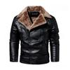 Nueva chaqueta de cuero para hombre con cremallera diagonal, chaqueta de hombre de PU con cuello de traje de polar inglés más caballero