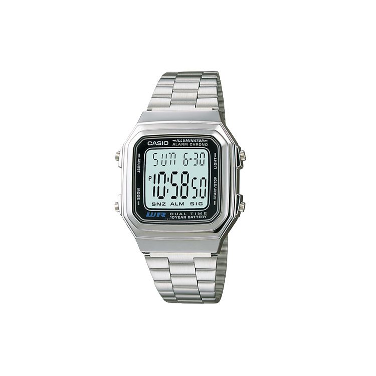 Casio Youth Series Waterproof Sports Electronic Watch Men Watches Gray A178WA-1A Silver Strap