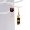 Personality Asymmetrical Wine Bottle Drop Earrings Christmas New Year Birthday Party Gift 1Pair KTJ
