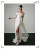 Französisches langärmeliges leichtes Spitzenhochzeitskleid Braut 1011 neues One-Shoulder Retro Mori Türgarn Fischschwanzkleid Rock