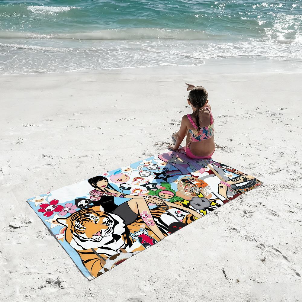 T-shirt Tokidoki Serviette Séchage Rapide Serviettes de Plage Conviennent pour Piscines Camping Yoga et Salle de Sport