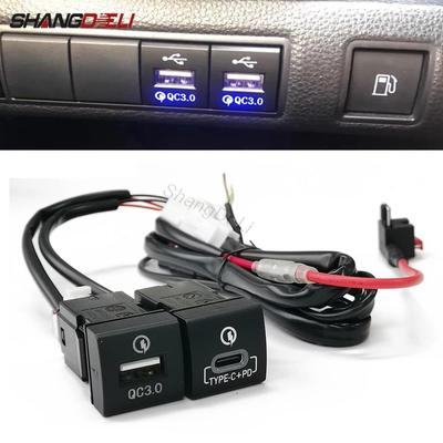 Car Phone Charger Dual USB Type-c PD Socket Fast Charging Adapter For Toyota Camry Rav4 Prado 150 Hiace Corolla Altis 2019