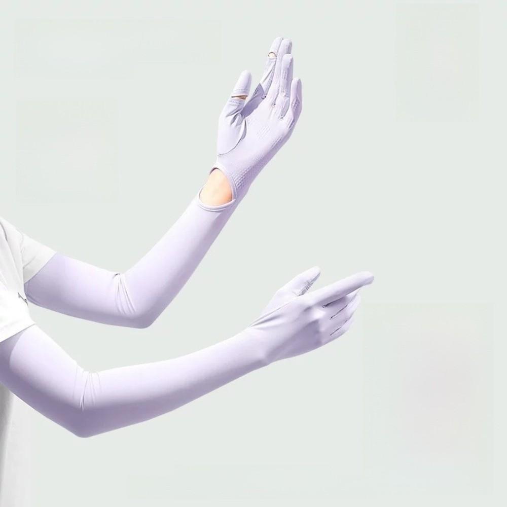 Non-slip Ice Silk Arm Sleeve Sun Protection Sunscreen Sleeve Gloves Thin Long Sleeve  Riding