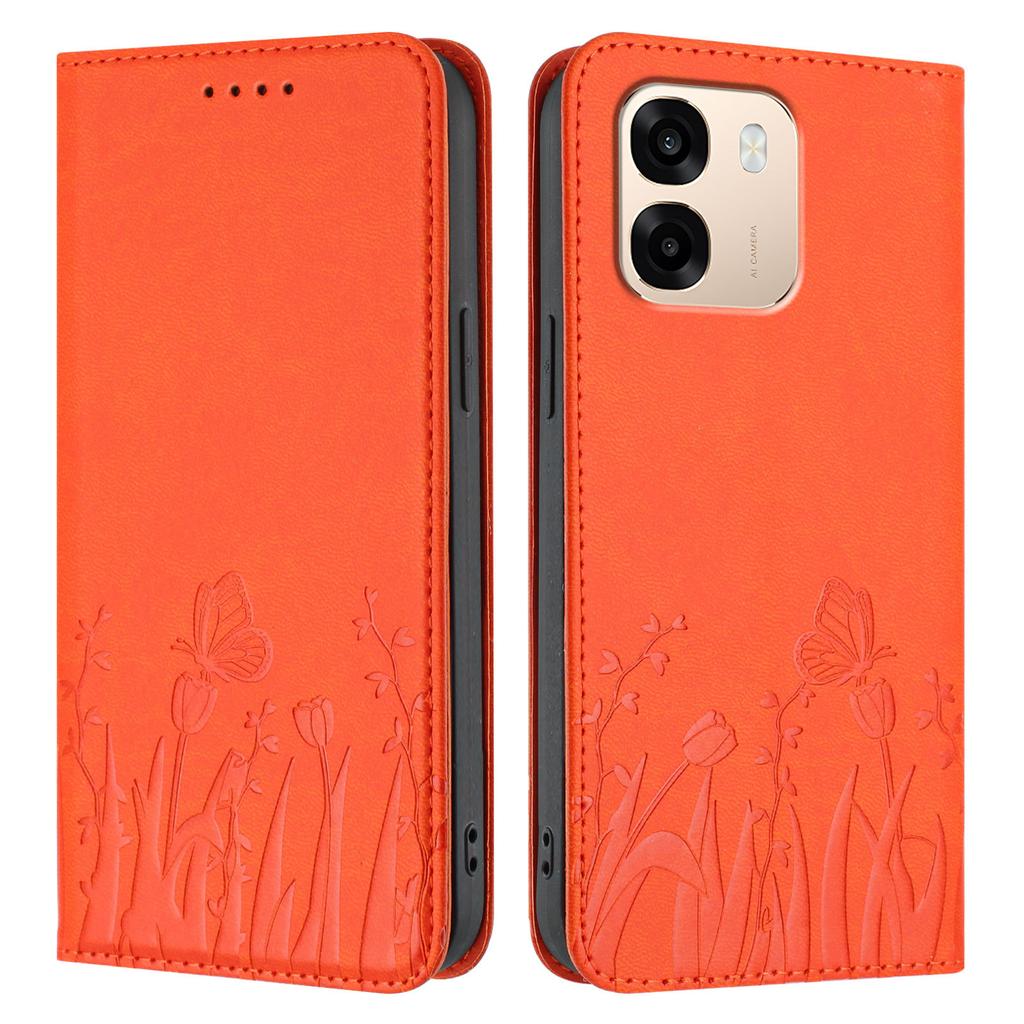 Applicable to iPhone 17 Pro Max Tulip Butterfly Strong Magnetic Mobile Phone Leather Case Apple 17E Flip Card