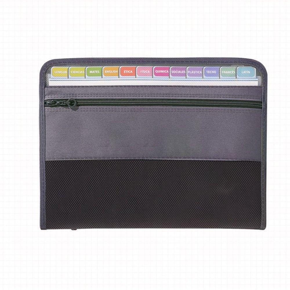 13 Pockets Expanding File Folder A4 Front Pencil Pouch Accordion File Organizer with Safe Zipper Multi-layer