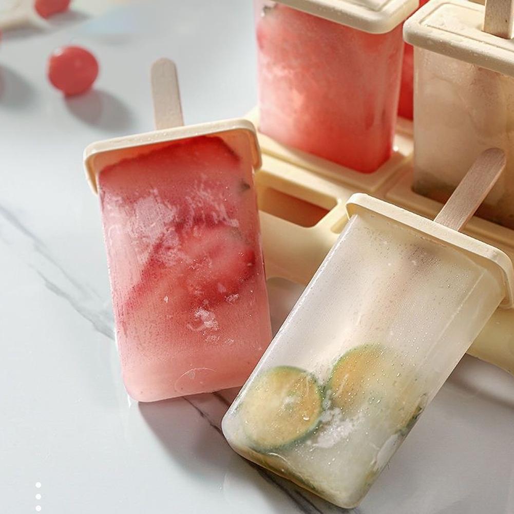 9 Grids Ice Cream Mold With Stick Lid PVC Ice Popsicle Dessert Tray Kitchen Maker Maker Ice Too I4J7