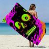 Neon Psychedelic Totenkopf Strandtuch Gemustert Sonnenschutz Und Winddicht Geeignet Für Schwimmbad Camping Reisen