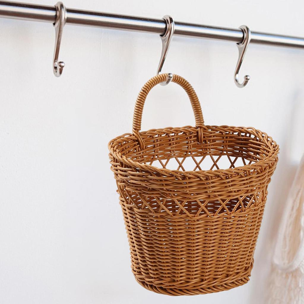 Woven Hanging Wall Basket Decoration Storage Organizer Fruit Vegetable Holder Wall Mounted Storage Basket for Bedroom Garden