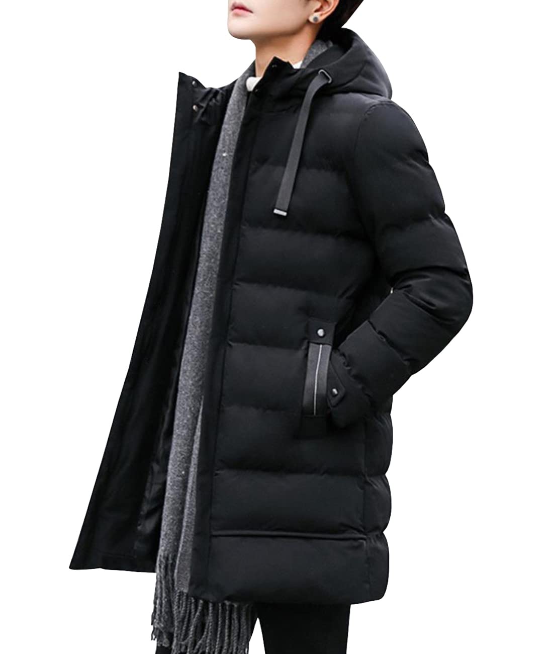 

EASTEMPO Long Down Coat for Casual and Solid Warm and Plus Sizes Men s Fall/Winter, Stylish, Color, Thick, Padded, (JP, Alphabet, L, Black) чёрный