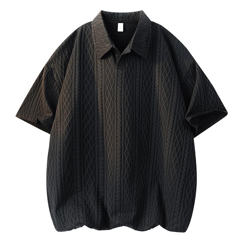 Polo Shirt Men's Summer Ice Silk Loose Jacquard Short-sleeved T-shirt