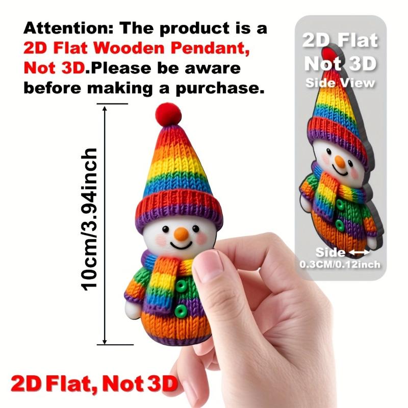 1/16/32Pcs 2D Flat Wooden Snowman Hanging Ornament Colorful Knit Style Snowman Pendant For Christmas Tree Xmas Holiday Decor