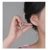 S999 Pure Silver Iris Ear Thread Earrings with Blue Zircon Flower Design