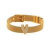 Asu Set of 4 Puffy Heart & Mesh Bracelets, Gold & Silver Stackable Minimalist Jewelry