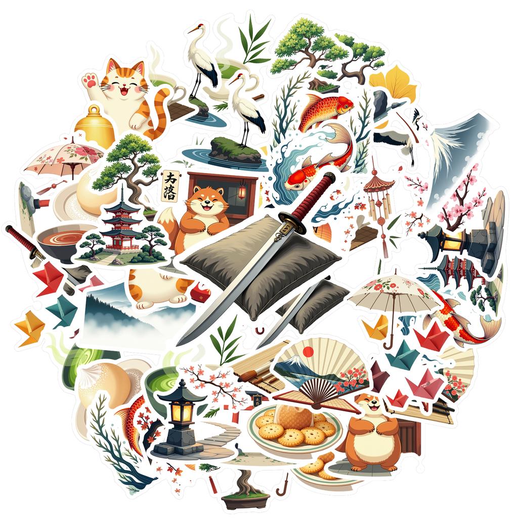 35-70pcs Japanese Culture Stickers Stationery Sticker Diy Decoration For Fridge Notebook BikePhone Suitcase Graffiti Decals