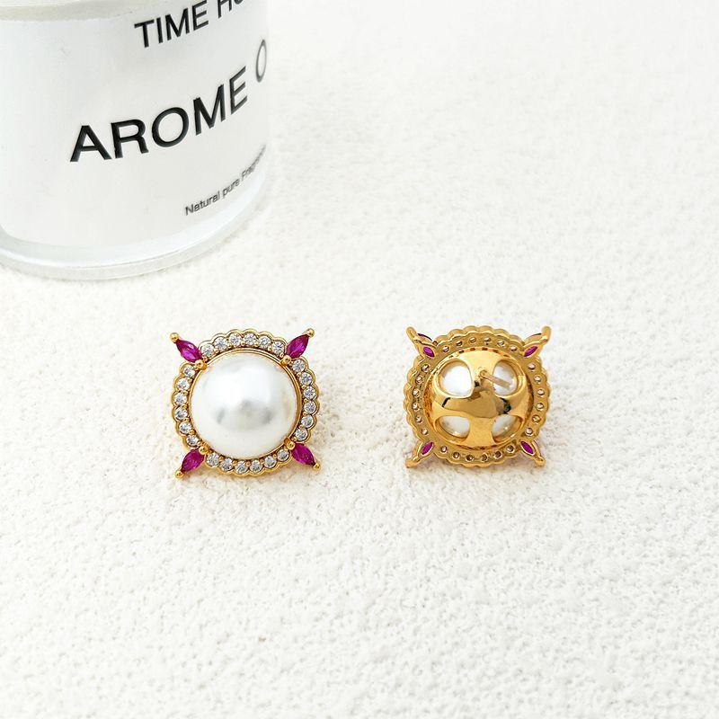 

Chinese Retro Light Luxury Geometric Round Earrings Stud Earrings For Women золотой