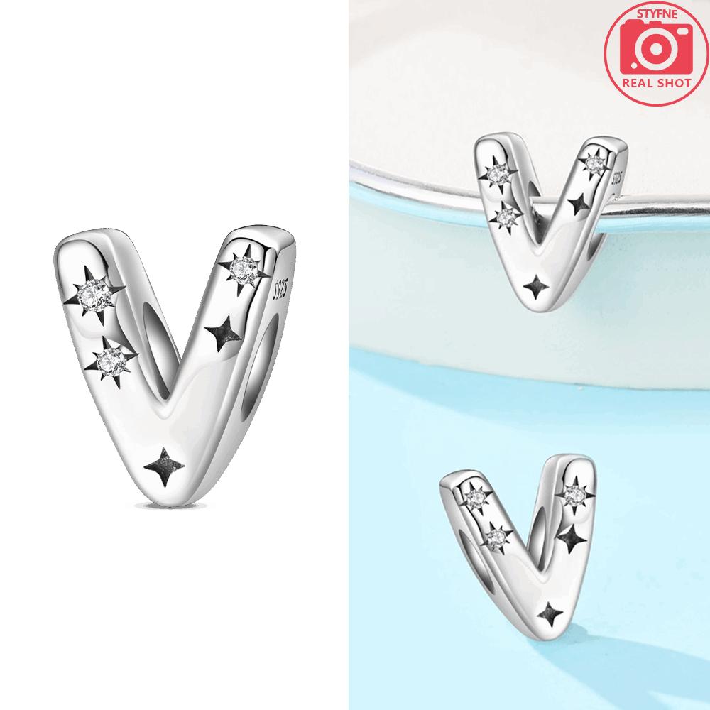 Letter Pendant Love White Zircon Stars Original Copper English Letters Beads Fit Bracelet Accessory Jewelry Gift Women Diy