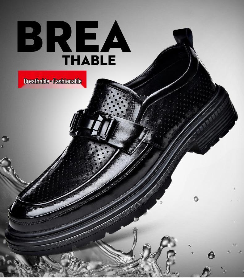 Men's Trendy Breathable Leather Slip-On Shoes: Versatile, Fashionable, and Comfortable for Business or Casual Wear