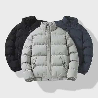 Men's Stand Collar Cotton Coat - New Style, Solid Color, Couple's Puffer Jacket for Autumn/Winter