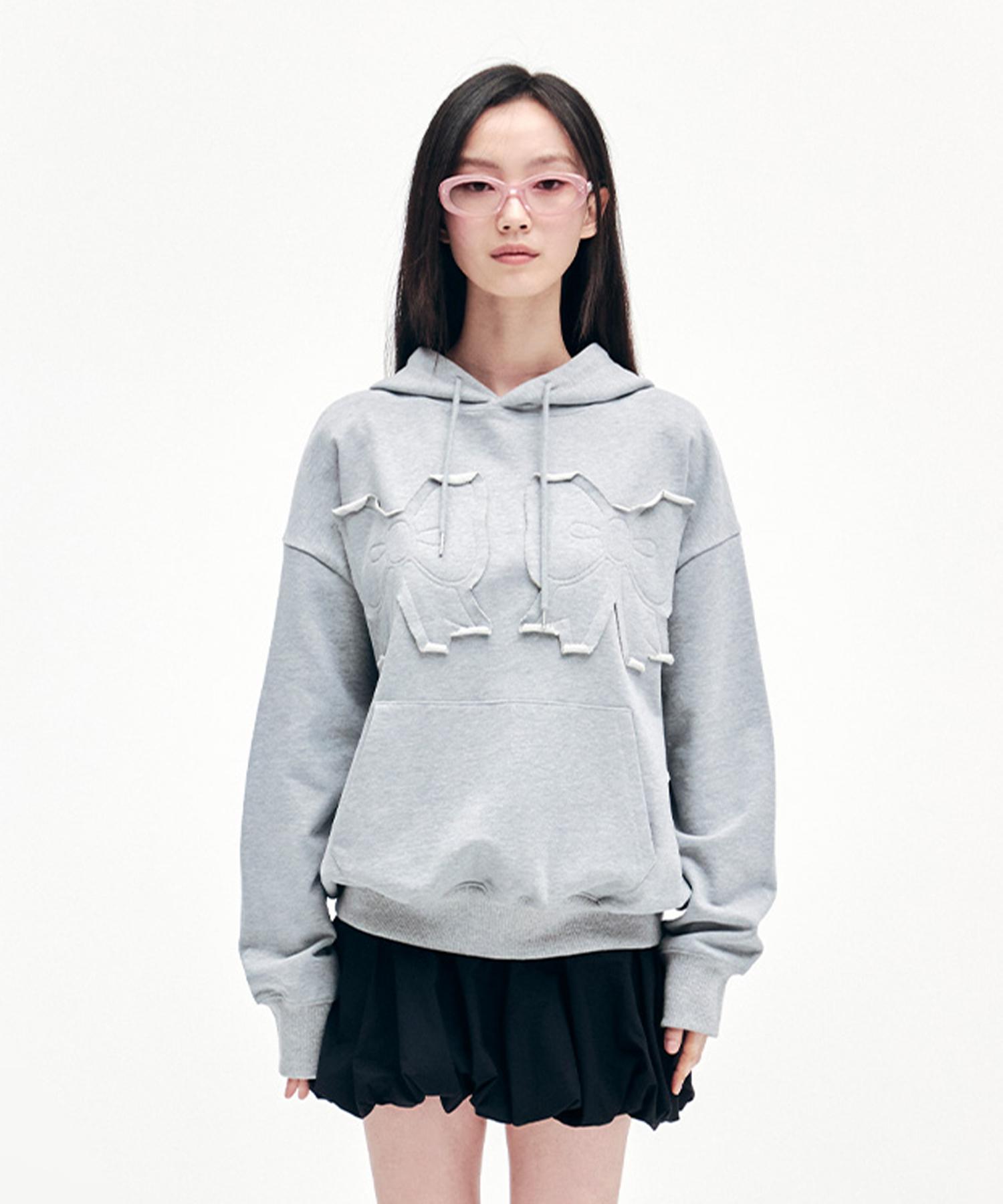 Yuhee Youhee Ribbon Hoodie Melange Gray Free/Free