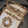 Maillard High Gloss Perfect Round Artificial Crystal Pearl Natural Tiger'S Eye Necklace Clavicle Chain Sweater Chain